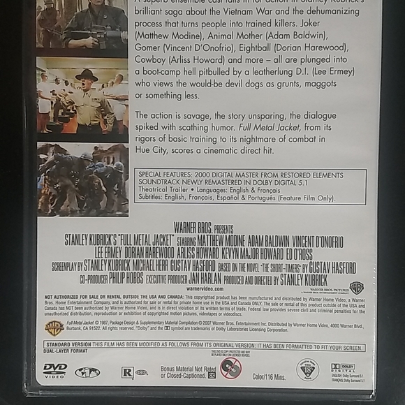 Factory Sealed Full Metal Jacket DVD Digitally Restored/Remastered edition - Picture 4 of 7